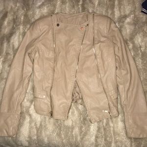 Beige Faux Leather Jacket